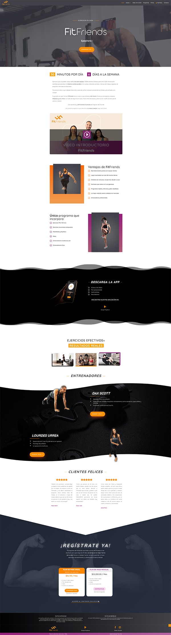 Sitio web de FitFriends sitio web fitfriends