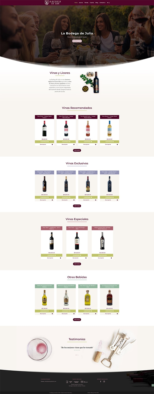 Sitio web de La Bodega de Julia website lbdj